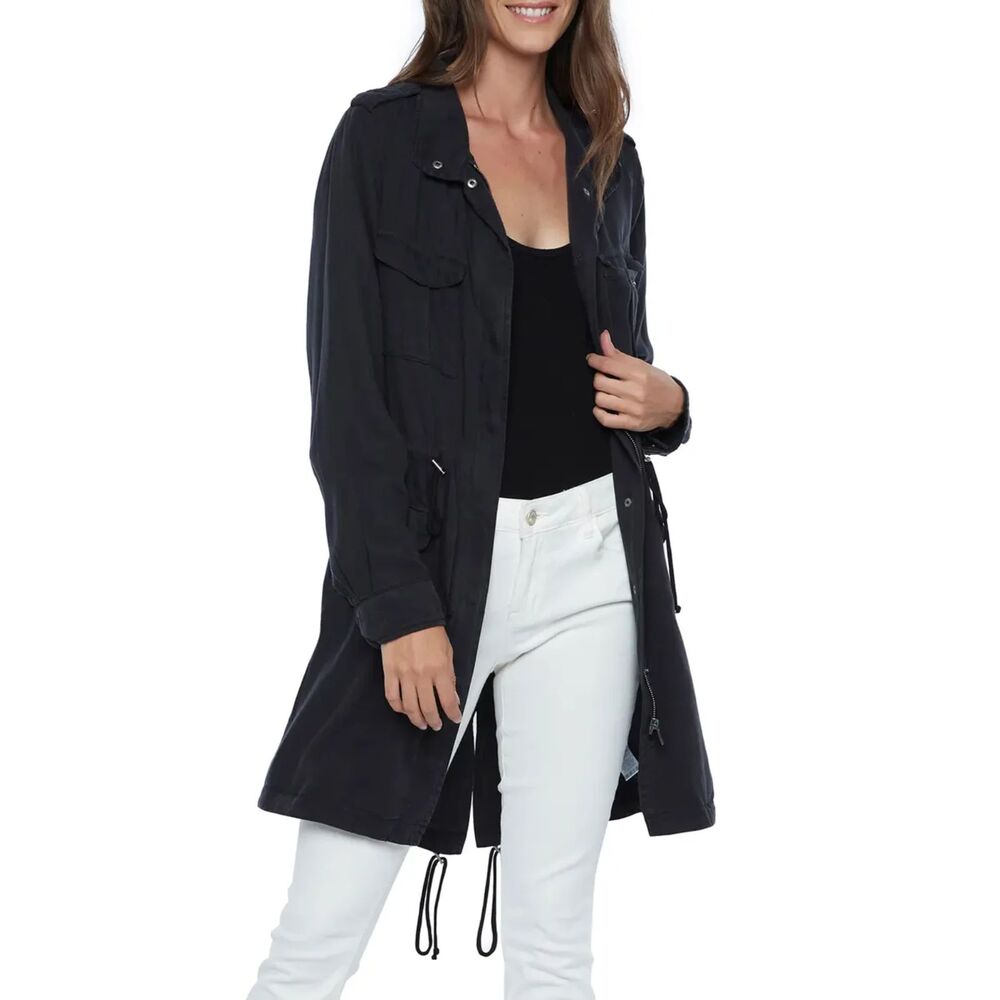 Wash Lab Road Trim Split Hem Zip-Up Jacket - Vintage Black M